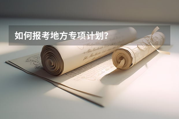 如何报考地方专项计划？