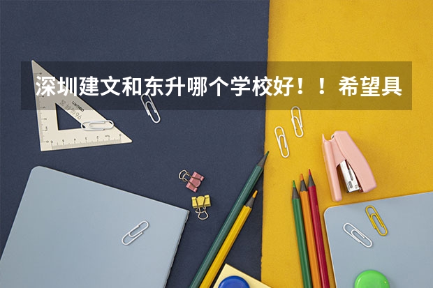 深圳建文和东升哪个学校好！！希望具体